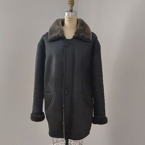 Men's Black Shearling Pea Coat
